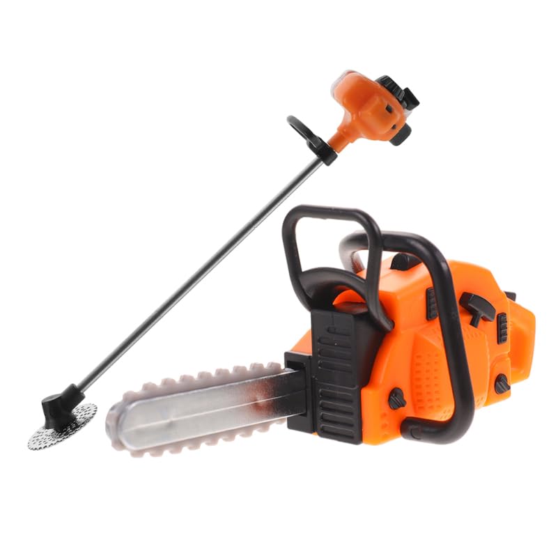 SUPVOX Mini Chainsaw and Lawn Mower Set 3.30X1.37X1.29In Realistic Miniature Gardening Tools for Fairy Garden Decor and Outdoor Lawn Accessories