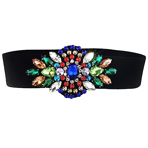 Women's Wide Belt Handmade Crystal Rhinestone Elastic Waist Belt Dress Decoration Girdle Runway Fashion Diamonds Belt