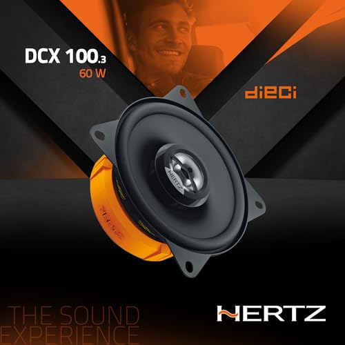 Hertz DCX 100.3 – Paar 100 mm Koaxiallautsprecher mit Kalottenhochtöner und Polypropylen-Tieftöner mit Neodym-Magnet – 60W max