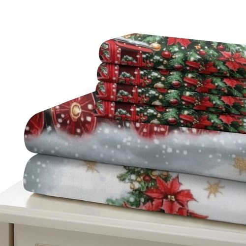 Housse de Couette Train de Noël 135x200 Microfibre Hypoallergénique