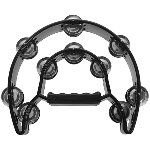 ULTNICE Pandereta Media Luna Tambor de doble luna de musica media (Negro)