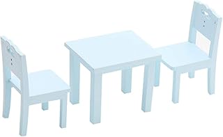 NUOBESTY 3 Piezas 1/12 Casa de Muñecas en Miniatura Mesa de Comedor Juego de Sillas Mesa Y Sillas en Miniatura Juego de Muebles de Madera Accesorios de Casa de Muñecas