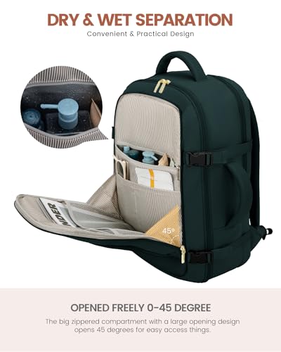 Image of LOVEVOOK Travel Backpack For Women Flight Approved, 50L Large Carry On Backpack For Airplanes, Personal Item Travel Bag, Waterproof 18 Inch Laptop Backpack For Business Weekender Overnight, 4Pcs Set