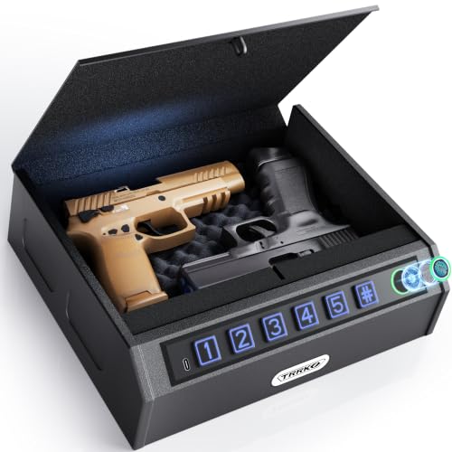 TRRKO Gun Safe for Handgun - Biometric Gun Safe, 3 Ways & 0.5S Quick Access