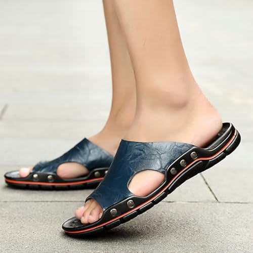 NANXIN&LOVE Mens Slide Sandals Open Toe Non-Slip Comfortable Slide Sandals Men Leather House Slippers Summer Lightweight3