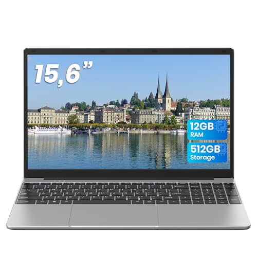 jumper Laptop 15,6 Zoll FHD Display, 12 GB RAM 512 GB ROM TF Erweitern 512GB, 5205U Prozessor Notebook(bis zu 2,3 GHz), 2 Stereo-Lautsprecher/USB 3.0/Typ-C/Zehnertastatur