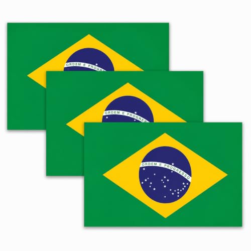 Image of Brazil Flag Vinyl Flag Stickers, Car Decals, Waterproof Indoor Outdoor, Laptop Stickers, Car Bumper, Brazilian Flag, 5 x 3 Inches, Set of 3