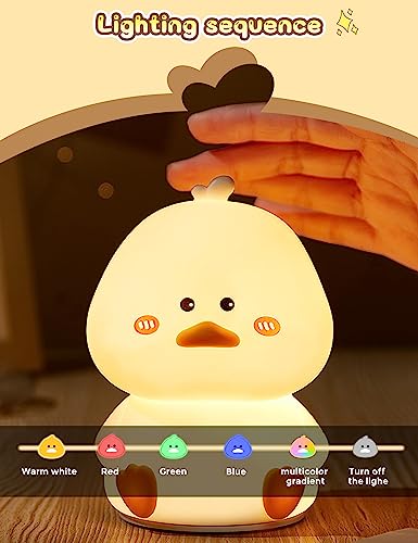 Image of L LOHAS LED Cute Duck Night Light, Kawaii Duck Lamp, Desk Decor, Cute Stuff, Squishy Duck Light, 16 Colors Table Lamp with Remote Control, USB Rechargeable, Ideal Funny Gifts