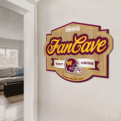 Image of YouTheFan NFL Washington Commanders Fan Cave Sign for Office, Team Colors