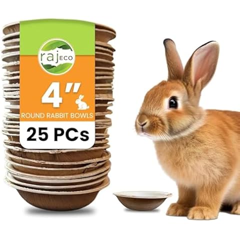 Raj Disposable Palm Leaf Bowls for Bunnies (25 Count, 4" Bowls) Compostable Bowls Like Bamboo Bowls Disposable Bunny Chew Toys | All-Natural Safe & Chewable Treat Dish for Rabbits & Bunnies Cover