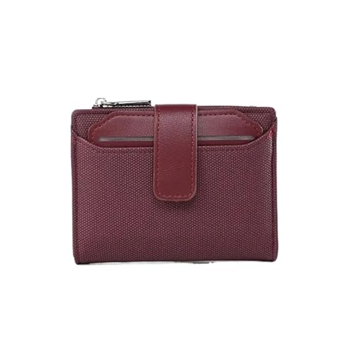 Women's Folding Short Wallet PU Leather Zipper Coins Purses Solid Color Versatile Pouch Bag Card Holder for Change，Credit Card(Red)