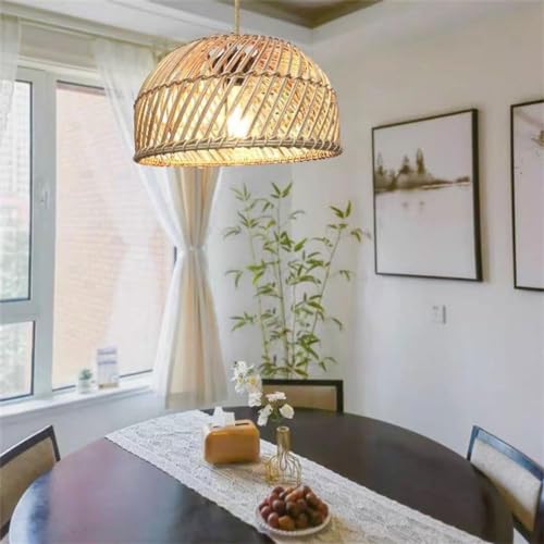 Chandelier de ratán tejido a mano H3TF5J con cable ajustable de 120cm para techo 3