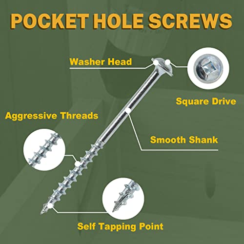 Lionmax L-AS600-PS8114G Pocket Hole Screws, Lionmax Wood Screws #8 X 1-1/4 Inch 600Pcs Washer Head thumb #4