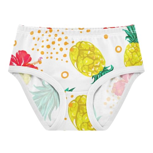 Pineapples Red Hibiscus Flowers Girl Panties Cute Toddlers Underwear Floral Cotton Cartoon Briefs Underpants 2t