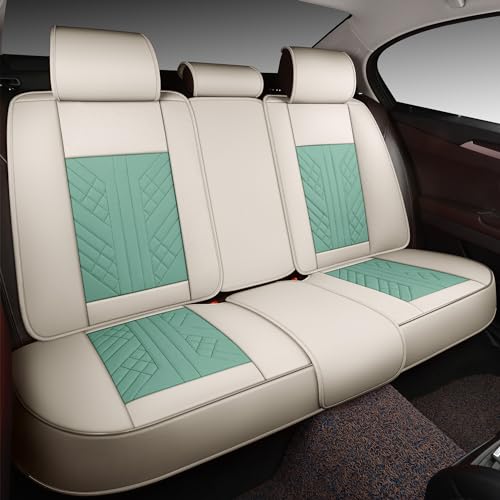 Image of GXT Bench Seat Cover, Premium Faux Leather Bench Seat Covers for Trucks - Universal Fit for Most Sedans SUV Pick-up Truck, Durable for Long Lasting Protection(Light Green and White)