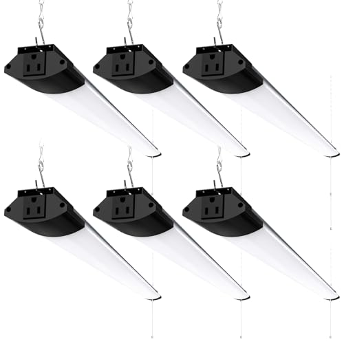 Image of Barrina BS84 LED Shop Lights for Workshop 4FT, 84W, 10000LM, 5000K Utility Shop Lights, Pull Chain ON /Off, Hanging or Flush Mount, ETL, 6 Packs