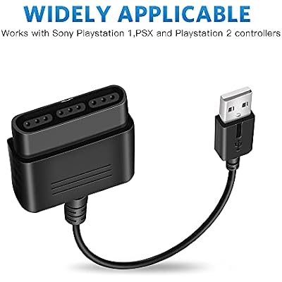 Xahpower PS2 Controller to USB Adapter Converter Cable, Compatible with Sony PS1/PS2 Controller Gamepad to PS3/PC Controller