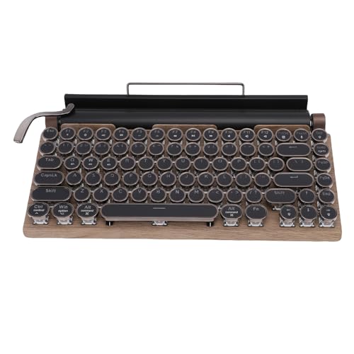 FAUOSWUK Typewriter Rétro, 83 Touches Clavier Mécanique de Style Punk Keycap Keyboard BT Wireless BT avec 14 Modes de Rétroéclair Clés Swappables Chaudes pour Les Joueurs (Couleur du Bois)