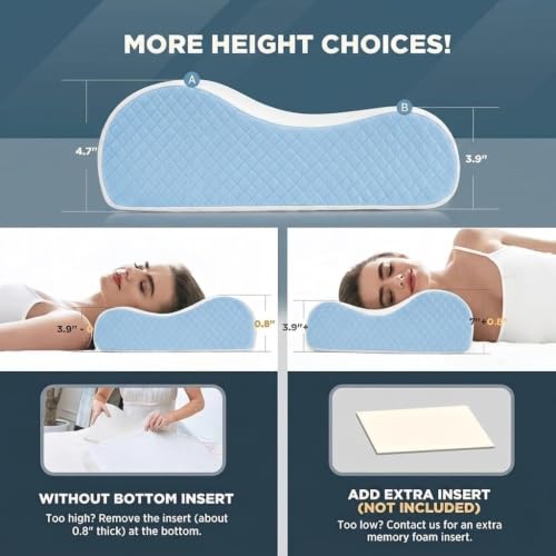 Image of Memory Foam Pillow, Contour Cervical Orthopedic Memory Foam Pillows Supports Neck Pain and Shoulder Pain for Sleeping, Ergonomic Cervical Neck Support Pillow, Pack of 1