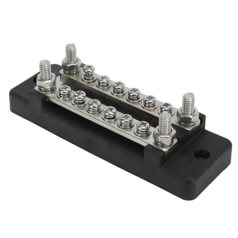 Power Distribution Terminal Block 6 Terminal Battery Bus Bar DC12‑48V AC110‑300V Flame Retardant for Cars for RVs for Boats