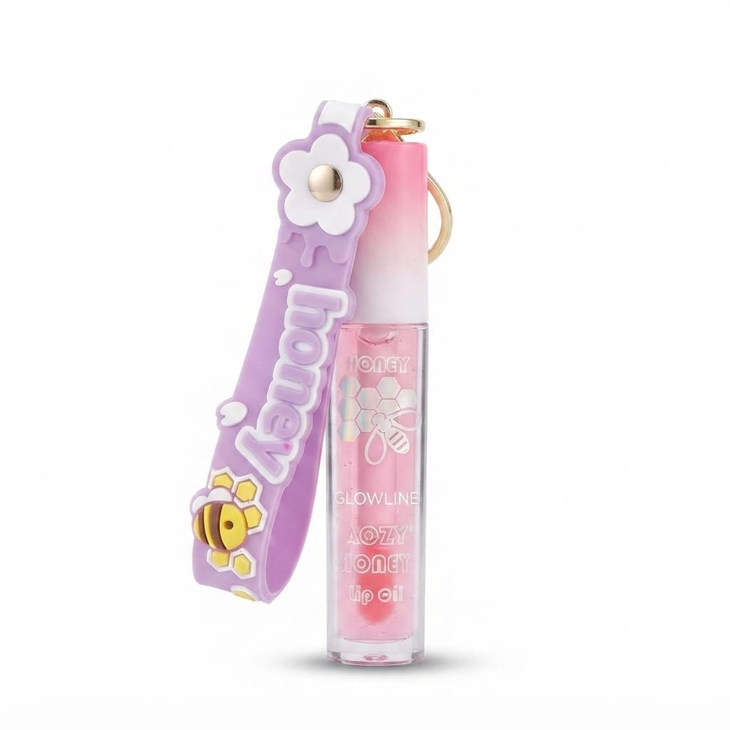 Honey Lip Oil Hydrating Gloss with Keychain Strap Light Pink | Non-Sticky Formula, Long Lasting, Moisturising Lip Tint, For Women & Girls, Glossy Finish-image-7