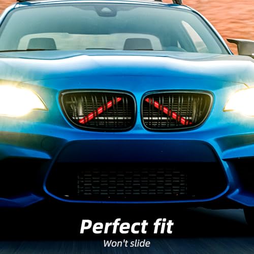 Image of AggAuto Compatible with BMW Grille Inserts Stripes for 1 /2 /3 /4 /5 Series (F20 F21 F22 F23 F30 F31 F32 F33 F34 F36 F45 F46) 2011-2021, 328i /320i /335i /428i Grill Insert Accessories Red V Brace Cover