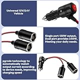 Car Cigarette Lighter Socket, 2-Way Car Socket Splitter adapter, 1 to 2 cigarette lighter extension ，DC 12V/24V Car Lighter, Dual Socket Adapter with 15A Fuse (1 to 2 cigarette lighter) - Image 5