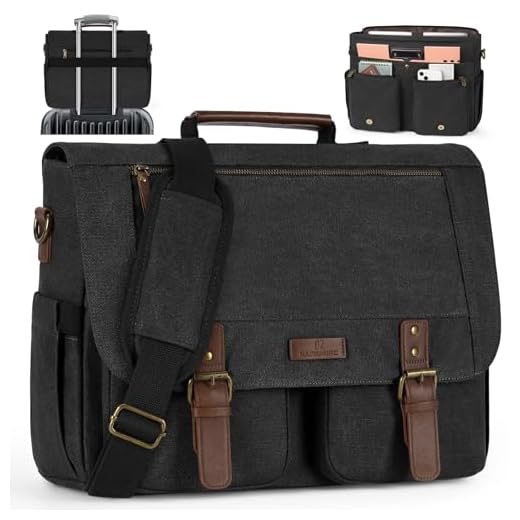RAINSMORE Messenger Bag for Men, 15.6-17.3 inch Laptop Bag for Work College