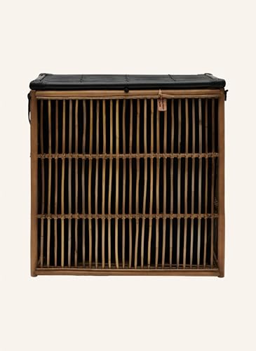 Image of wicker Laundry Basket with Lid| laundry basket with lid | storage basket Laundry Hampers(20.5 inchL x 16.5 inchW x 22 inchH) (Brown)