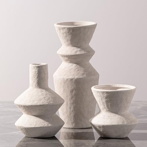 Ceramic Vase Home Table Decor - White Flower Vase Set