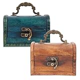 GALPADA Caja de Anillo Vintage de Madera para Joyas Organizador de Pendientes y Collares, 2 Piezas, Diseño Retro Encantador Adecuado para Uso Diario y Regalos