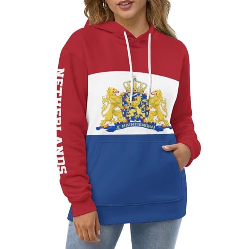 Sweat à capuche drapeau néerlandais 3D pull rouge bordeaux - 4