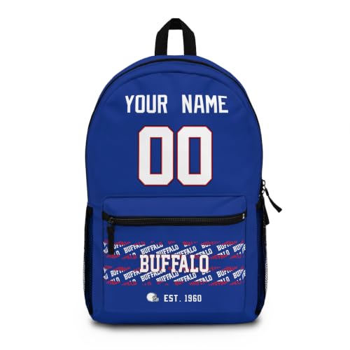 Image of Buffalo School Backpack Custom Gifts for Boys Girls Teens | Custom Name and Number Personalized Bookbag
