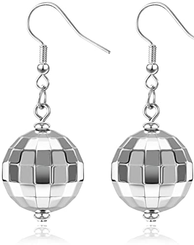 Disco Ball Earrings for Women Silver Gold Disco Mirrorball Earrings Perfect for 70s outfits Dance Party Costume Accessories