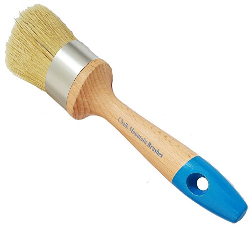 Chalk Mountain Brushes Medium Boar Hair Bristle Chalk Furniture Paint Brush with Flat Handle and Aluminum Ferrule to Ensure no Rusting