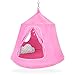 Best Choice Products Kids Indoor & Outdoor Hanging Hammock Swing Tent Set w/Inflatable Base, Ropes, and Multicolor LED String Lights, Pink