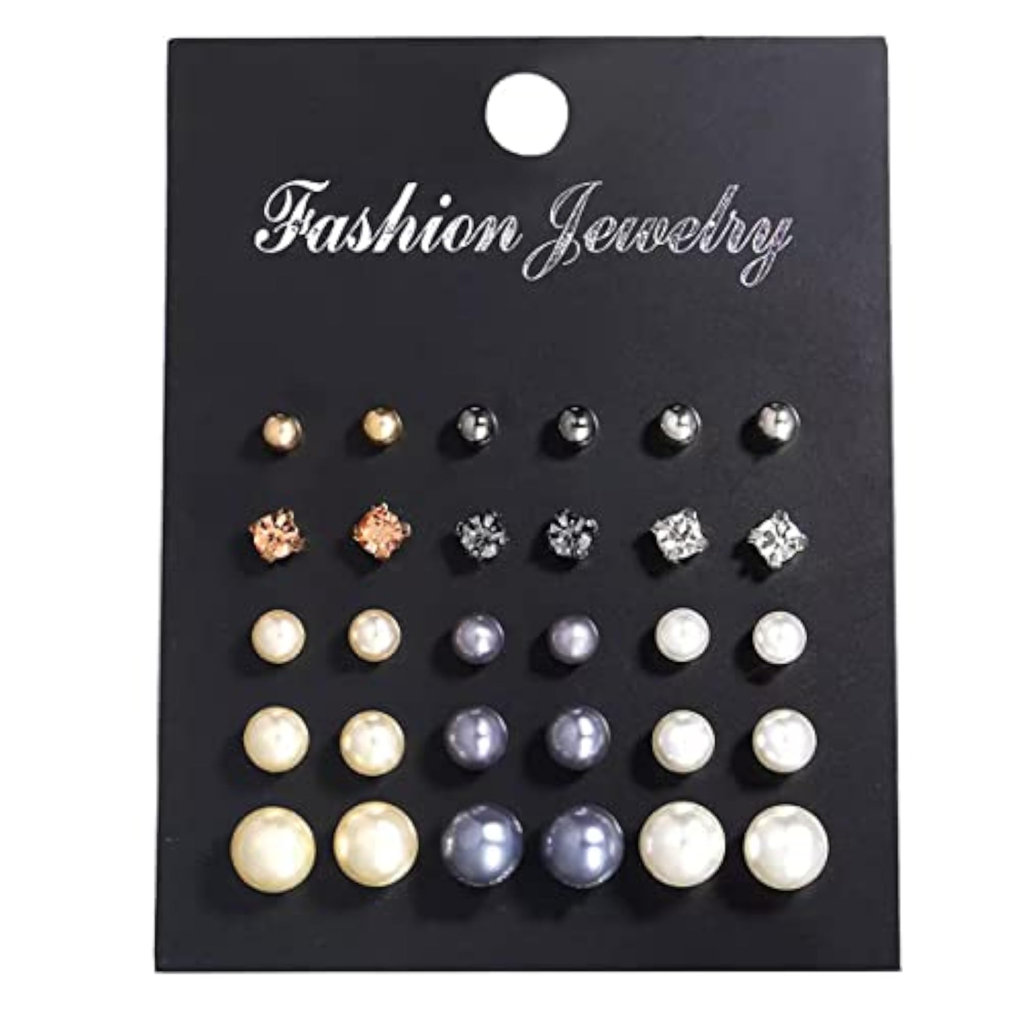 Plated Multicolor Stud Earrings Set of 15