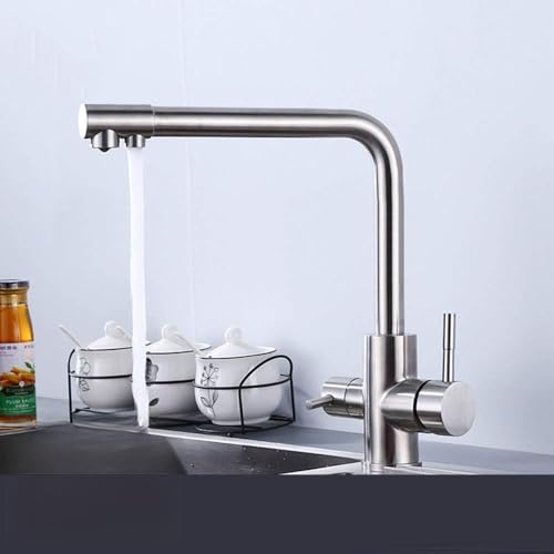 Robinet de cuisine 3 voies purificateur d'eau en acier inoxydable 304 brossé haute qualité