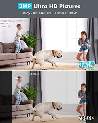 YESKAMO 2K Baby Monitor with Camera and Night Vision, Ultra HD 3MP Indoor Wireless WiFi CCTV Cameras for Home Surveillance, 2 Way Audio Video Security Camera for Dog/Pet/Cat with Motion Tracking