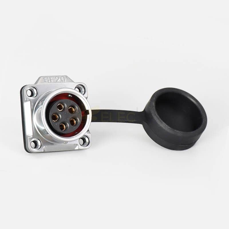 SF20 5 Pin Waterproof Plug+Socket 4-Hole Flange Aviation Quick Circular Push-Pull Industrial Metal
