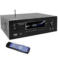 1000W Bluetooth Home Theater Receiver - 5.2 Channel Surround Sound Stereo Amplifier System with 4K Ultra HD, 3D Video &amp; Blu-Ray Video Pass-Through Supports, HDMI/MP3/USB/AM/FM Radio - Pyle, Black