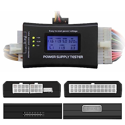 Yankok [Digital Computer Power Supply Tester] for ATX ITX BTX PCI-E SATA HDD PSU 20/24 Pin LCD Display with Buzzer Alarm
