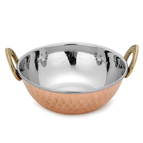 Zap Impex Servierschale Indisches Geschirr Edelstahl Kupfer Servierplatte Karahi Serviergeschirr für Haushalt… - Image 4