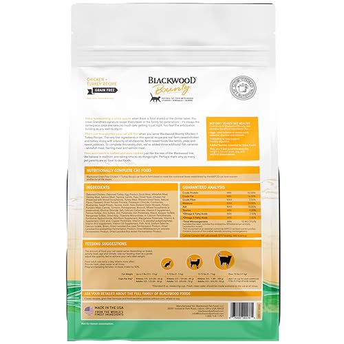 Image of Blackwood Bounty Dry Cat Food, Chicken & Turkey Recipe for All Life Stages, 10 Pound Bag, High Protein, Grain Free