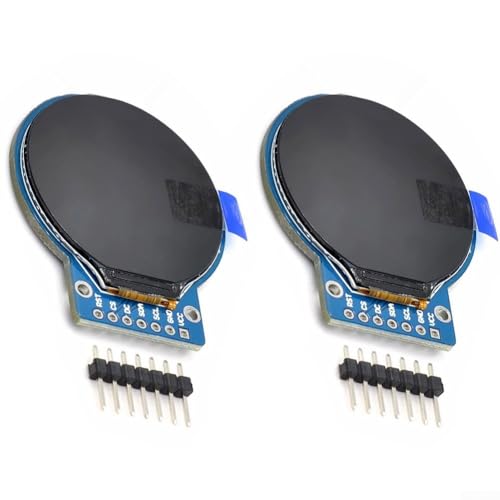 Lot de 2 modules TFT ronds de 28" pour écrans LCD avec angle de vision complet technologie IPS et résolution 240 x 240 pour une utilisation électronique intégrée et microcontrôleur (pas de soudure)