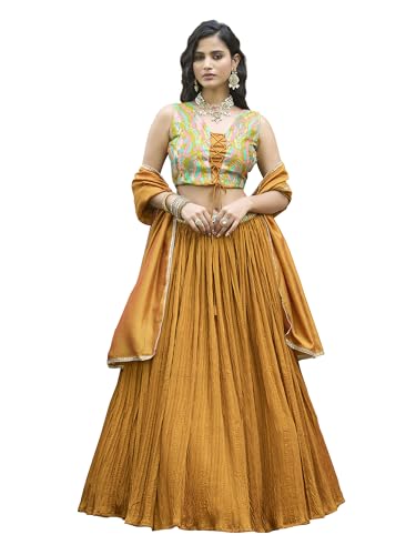 Image of PURVAJA Women's Silk Semi-Stitched Lehenga choli
