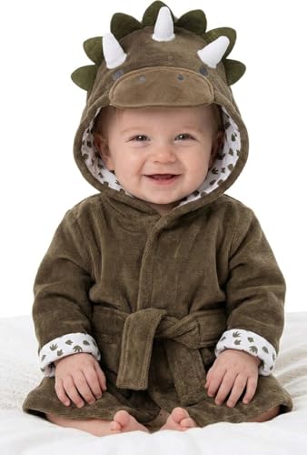 Image of Baby Essentials Unisex Baby Plush Animal Face Bathrobe Hooded with Tie Closure for Newborns and Infants 0-9 Months