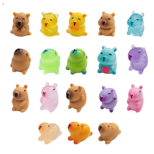 GlamRays 18 piezas Mini Resina Kapybara Animal Miniature Figuras Brillan En La Oscuridad Para DIY Jardín Casa de Muñecas Animales Accesorios Micro Paisaje Acuarios Fiesta Decoración