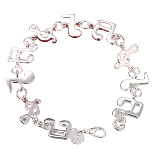 Gadeau créatif femme : bracelet symbole de musique en argent orné d'or 24K pour elle