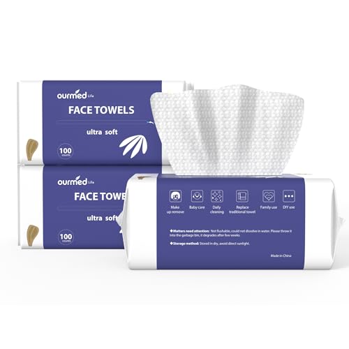 Ourmed-Life-Face-Towels-Disposable-Biodegradable-Clean-Facial-Wash-Cloth-for-Sensitive-Skin-Lint-free-Facial-Towels-for-Cleansing-Skincare-and-Makeup-Remover-Dry-Wipes-300-Count